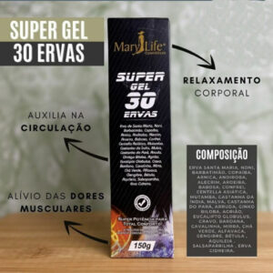 12 Unid Super Gel 30 Ervas Mary Life Bisnaga 150 Grs