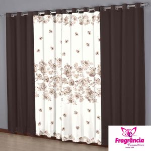 Cortina Combinada Horto Chocolate Marrom Sultan P/ Sala 3,00×2,50