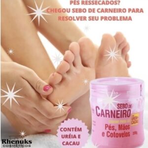 12 Unid Creme Sebo De Carneiro Rhenuks Mãos e Pés 200grs